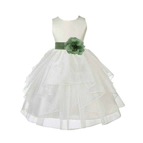 Ekidsbridal Formal Ivory Shimmering Organza Flower Girl Dresses Junior Bridesmaid Toddler Birthday Party Formal Photoshoot Gown 4613S 6