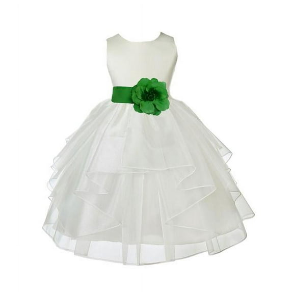 Ekidsbridal Formal Ivory Shimmering Organza Flower Girl Dresses Junior Bridesmaid Toddler Birthday Party Formal Photoshoot Gown 4613S S