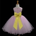 thumbnail image 1 of Ekidsbridal Formal Satin Tulle Rattail Edge Pink Flower Girl Dress Bridesmaid Wedding Pageant Toddler Recital Holiday Communion Graduation Reception Birthday Baptism Occasions 829T, 1 of 3