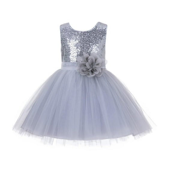 Ekidsbridal Formal Sparkling Sequins Tulle Flower Girl Dress Junior Bridesmaid Wedding Beauty Pageant Gown for Toddlers 124NF M