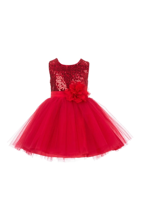 Formal Sparkling Sequins Tulle Flower Girl Dress Junior Bridesmaid Wedding Beauty Pageant Gown for Toddlers 124NF M