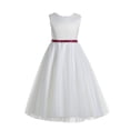 thumbnail image 1 of Ekidsbridal Formal V-Back Lace Edge Ivory Flower Girl Dress Communion Pageant Junior Bridesmaid Gown 183 4, 1 of 2