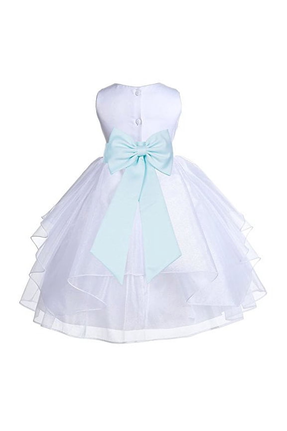 Formal White Shimmering Organza Flower Girl Dresses Ballroom Dance Recital Gown for Pretty Princesses 4613T 4