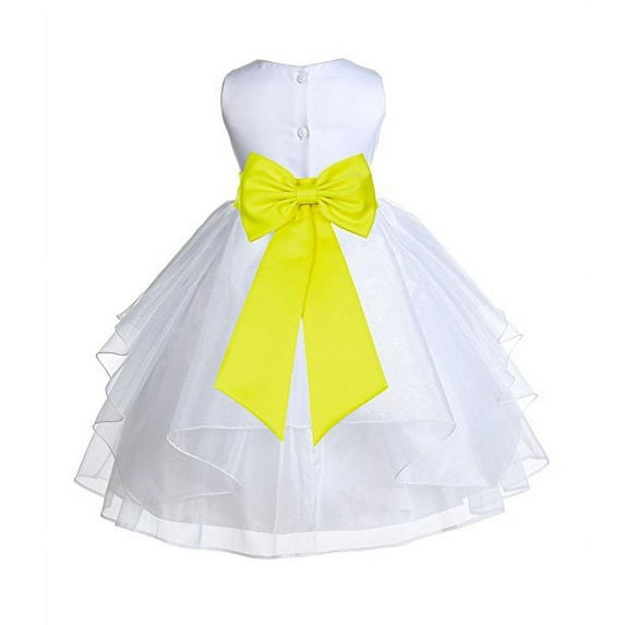 Ekidsbridal Formal White Shimmering Organza Flower Girl Dresses Ballroom Dance Recital Gown for Pretty Princesses 4613T 4