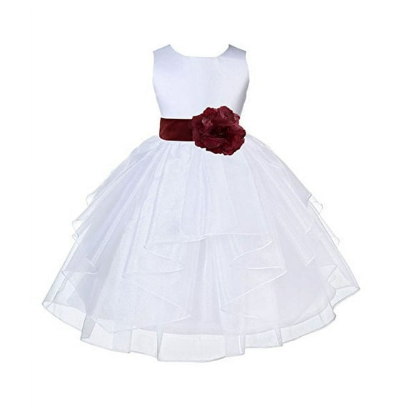 Ekidsbridal Formal White Shimmering Organza Flower Girl Dresses Ballroom Dance Recital Gown for Pretty Princesses 4613T 4