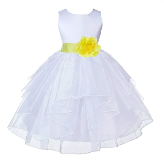 Ekidsbridal Formal White Shimmering Organza Flower Girl Dresses Wedding Pageant Holy Baptism Communion Birthday Girl Party 4613S 2