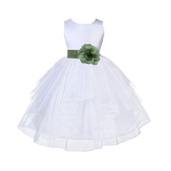 Ekidsbridal Formal White Shimmering Organza Flower Girl Dresses Wedding Pageant Holy Baptism Communion Birthday Girl Party 4613S 4