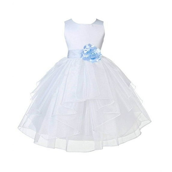 Ekidsbridal Formal White Shimmering Organza Flower Girl Dresses Wedding Pageant Holy Baptism Communion Birthday Girl Party 4613S 4