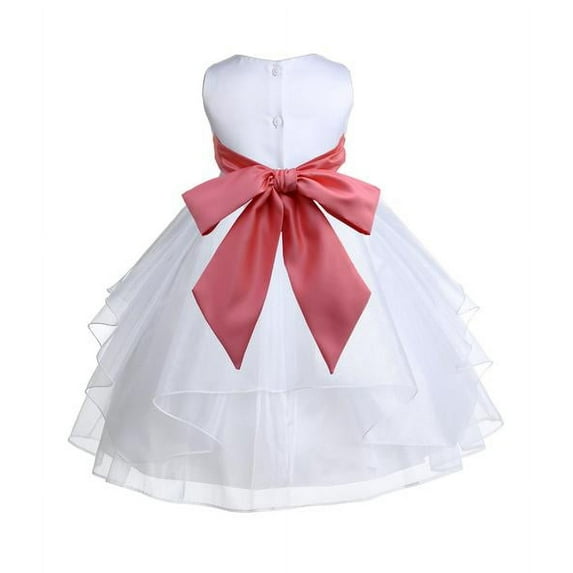 Ekidsbridal Formal White Shimmering Organza Flower Girl Dresses Wedding Pageant Holy Baptism Communion Birthday Girl Party 4613S 4