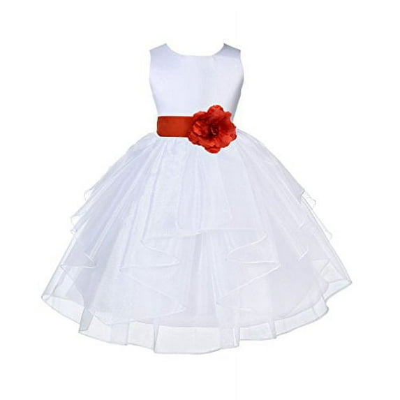 Ekidsbridal Formal White Shimmering Organza Flower Girl Dresses Ballroom Dance Recital Gown for Pretty Princesses 4613T S