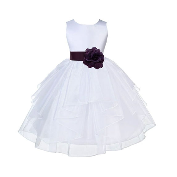Ekidsbridal Formal White Shimmering Organza Flower Girl Dresses Wedding Pageant Holy Baptism Communion Birthday Girl Party 4613S S