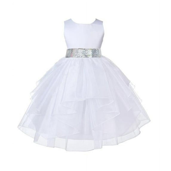 Ekidsbridal Formal White Shimmering Organza Sequin Sash Flower Girl Dresses Formal Photoshoot Christening Mini Bridal Wedding Gown 4613mh 10