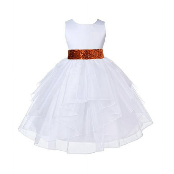 Ekidsbridal Formal White Shimmering Organza Sequin Sash Flower Girl Dresses Formal Photoshoot Christening Mini Bridal Wedding Gown 4613mh 2