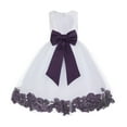 thumbnail image 1 of Ekidsbridal Girl Ballroom Flower Girl Dress - Lace Heart Cutout White Tulle with Petals 185T-A (Size: M-12), 1 of 3