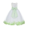 thumbnail image 1 of Ekidsbridal Girl Ballroom Flower Girl Dress - Lace Heart Cutout White Tulle with Petals 185T-A (Size: M-12), 1 of 3