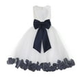 thumbnail image 1 of Ekidsbridal Girl Ballroom Flower Girl Dress - Lace Heart Cutout White Tulle with Petals 185T-A (Size: M-12), 1 of 3