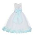 thumbnail image 1 of Ekidsbridal Girl Ballroom Flower Girl Dress - Lace Heart Cutout White Tulle with Petals 185T-A (Size: M-12), 1 of 3