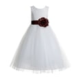 thumbnail image 1 of Ekidsbridal Girl Baptism Flower Girl Dress - Ivory Lace Heart Cutout with Tulle 172T-A (Size: 2-14), 1 of 2