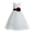 thumbnail image 1 of Ekidsbridal Girl Baptism Flower Girl Dress - Ivory Lace Heart Cutout with Tulle 172T-A (Size: 2-14), 1 of 2