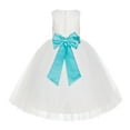 thumbnail image 1 of Ekidsbridal Girl Baptism Flower Girl Dress - Ivory Lace Tutu Tulle with Tiebow LG7noFT-A (Size: M-10), 1 of 3