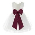 thumbnail image 1 of Ekidsbridal Girl Baptism Flower Girl Dress - Knee Length White Lace V-Back Dress with Tiebow 206T-A (Size: S-10), 1 of 3