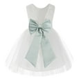 thumbnail image 1 of Ekidsbridal Girl Baptism Flower Girl Dress - Knee Length White Lace V-Back Dress with Tiebow 206T-A (Size: S-10), 1 of 3