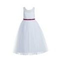 thumbnail image 1 of Ekidsbridal Girl Baptism Flower Girl Dress - White Tulle Keyhole Bak A-Line with Sequin Sash 178mh-A (Size: 2-12), 1 of 5