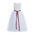 thumbnail image 1 of Ekidsbridal Girl Baptism Flower Girl Dress - White Tulle Keyhole Bak A-Line with Sequin Sash 178mh-A (Size: 2-12), 1 of 4