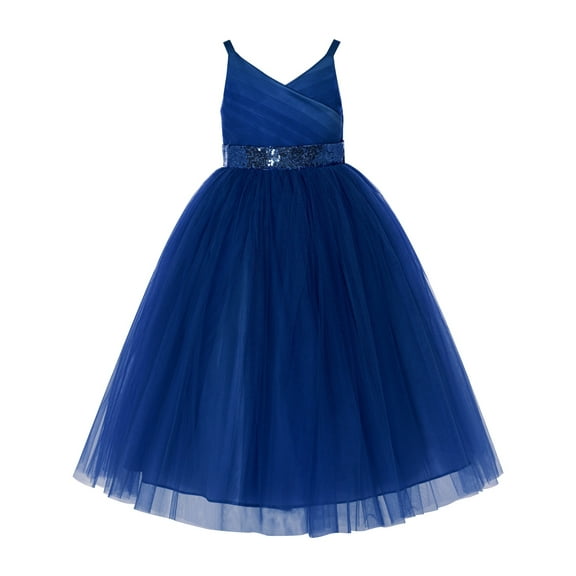 Ekidsbridal Girl Birthday Flower Girl Dress - V-Neck Tulle with Sequins 218-A (Size: 2-12)