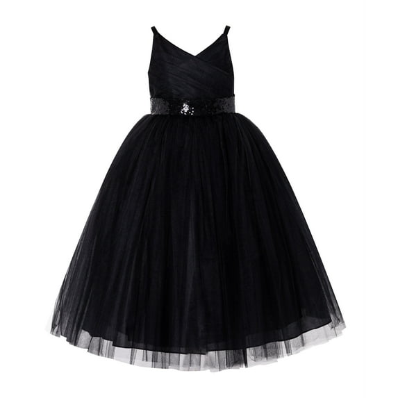 Ekidsbridal Girl Birthday Flower Girl Dress - V-Neck Tulle with Sequins 218-A (Size: 2-12)