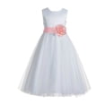 thumbnail image 1 of Ekidsbridal Girl Bridal Flower Girl Dress - Backless White Satin with Lace Edge 183T-A (Size: 4-12), 1 of 2