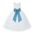 thumbnail image 1 of Ekidsbridal Girl Bridal Flower Girl Dress - V-Back White Lace Tutu with Tiebow 212noFT-A (Size: 2-10), 1 of 3