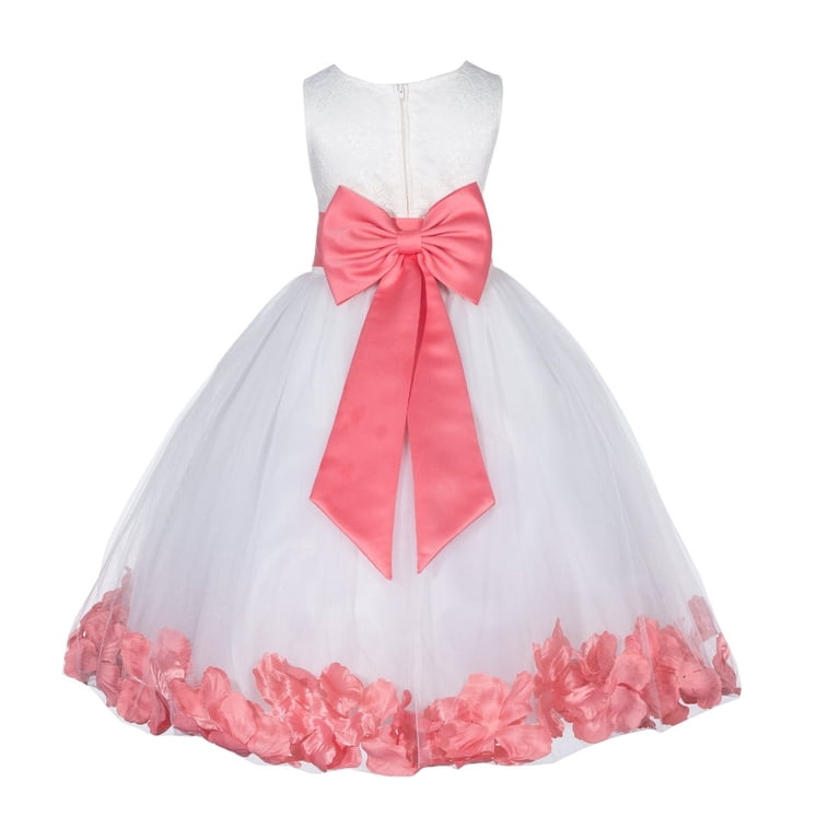 Ekidsbridal Girl Bridesmaid Flower Girl Dress - Flower Petals Ivory Lace Tulle with Bow Sash 165T-A (Size: S-12) - Walmart.com Ekidsbridal Girl Bridesmaid Flower Girl Dress - Flower Petals Ivory Lace Tulle with Bow Sash 165T-A (Size: S-12) - Walmart.com