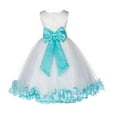 thumbnail image 1 of Ekidsbridal Girl Bridesmaid Flower Girl Dress - Flower Petals Ivory Lace Tulle with Bow Sash 165T-A (Size: S-12), 1 of 3