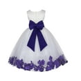 thumbnail image 1 of Ekidsbridal Girl Bridesmaid Flower Girl Dress - Flower Petals Ivory Lace Tulle with Bow Sash 165T-A (Size: S-12), 1 of 3