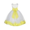 thumbnail image 1 of Ekidsbridal Girl Bridesmaid Flower Girl Dress - Flower Petals Ivory Lace Tulle with Bow Sash 165T-A (Size: S-12), 1 of 3