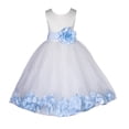thumbnail image 1 of Ekidsbridal Girl Bridesmaid Flower Girl Dress - Flower Petals Ivory Lace Tulle with Bow Sash 165T-A (Size: S-12), 1 of 2