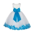 thumbnail image 1 of Ekidsbridal Girl Bridesmaid Flower Girl Dress - Flower Petals Ivory Lace Tulle with Bow Sash 165T-A (Size: S-12), 1 of 3