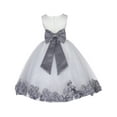 thumbnail image 1 of Ekidsbridal Girl Bridesmaid Flower Girl Dress - Flower Petals Ivory Lace Tulle with Bow Sash 165T-A (Size: S-12), 1 of 3