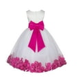 thumbnail image 1 of Ekidsbridal Girl Bridesmaid Flower Girl Dress - Flower Petals Ivory Lace Tulle with Bow Sash 165T-A (Size: S-12), 1 of 3