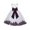 thumbnail image 1 of Ekidsbridal Girl Bridesmaid Flower Girl Dress - Flower Petals Ivory Lace Tulle with Bow Sash 165T-A (Size: S-12), 1 of 3