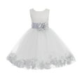 thumbnail image 1 of Ekidsbridal Girl Bridesmaid Flower Girl Dress - Ivory Tulle Dress with Flower Petals 302S-A (Size: S-16), 1 of 2