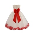 thumbnail image 1 of Ekidsbridal Girl Bridesmaid Flower Girl Dress - Ivory Flower Petals Dress with Bow Sash 302T-A (Size: S-16), 1 of 3