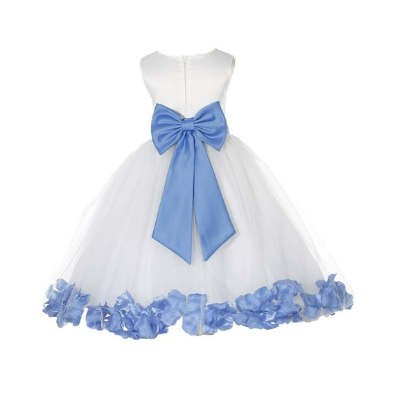 Ekidsbridal Girl Bridesmaid Flower Girl Dress - Ivory Flower Petals Dress with Bow Sash 302T-A (Size: S-16)