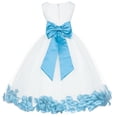 thumbnail image 1 of Ekidsbridal Girl Bridesmaid Flower Girl Dress - Ivory Flower Petals Dress with Bow Sash 302T-A (Size: S-16), 1 of 3