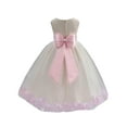 thumbnail image 1 of Ekidsbridal Girl Bridesmaid Flower Girl Dress - Ivory Flower Petals Dress with Bow Sash 302T-A (Size: S-16), 1 of 3