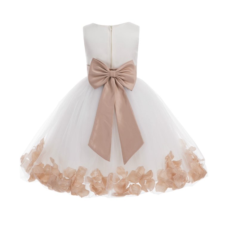 Ekidsbridal Girl Bridesmaid Flower Girl Dress - Ivory Flower Petals Dress  with Bow Sash 302T-A (Size: S-16) - Walmart.com