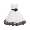 thumbnail image 1 of Ekidsbridal Girl Bridesmaid Flower Girl Dress - Ivory Tulle Dress with Flower Petals 302S-A (Size: S-16), 1 of 2