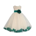 thumbnail image 1 of Ekidsbridal Girl Bridesmaid Flower Girl Dress - Ivory Tulle Dress with Flower Petals 302S-A (Size: S-16), 1 of 2