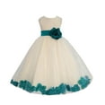 thumbnail image 1 of Ekidsbridal Girl Bridesmaid Flower Girl Dress - Ivory Tulle Dress with Flower Petals 302S-A (Size: S-16), 1 of 2